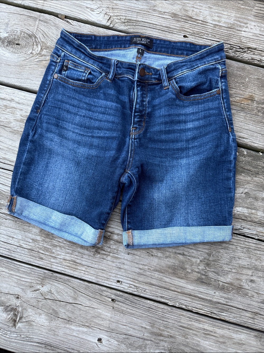 Judy Blue Indigo Rolled-Hem Denim Shorts